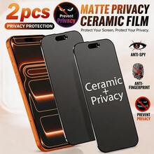 CASECOPS 2 Buah Pelindung Layar Privasi Matte Keramik. Kompatibel dengan iPhone 17 Pro Max/17 Pro/17/16 Pro Max/16/15 Pro/14/13/12/11/X/E/Plus/Mini Series. Film Lembut Anti-Intip 28° dengan Lapisan Nano Fleksibel 360°, Cakupan Penuh 99,9%, Pas Tanpa Sambungan dari Ujung ke Ujung, Anti Sidik Jari, Anti Minyak, Tepi Halus, Potongan Presisi, Mendukung Face ID Dynamic Island & Ramah Kamera Depan. - 2 lembar - View 33