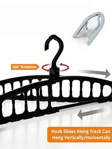 Space-Saving Design With Rotating Hooks Hanging Storage Rack, Stylish Foldable Clothes Rack, Can Neatly Hold Nine Pieces Of Clothing, Multi-Functional Magic Closet System, Foldable Non-Slip Plastic Clothes Rack - Multicolor - View 8