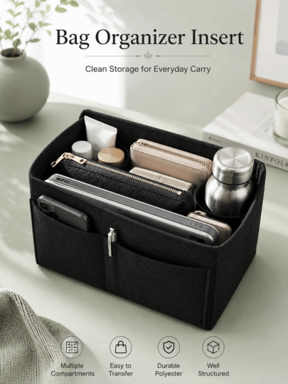 Versatile Purse Organizer With Zip Pouch Thick Bag Organizer For Office Ladies Compact Bag Orginizer To Hold Keys Makeup Bags & Accessories