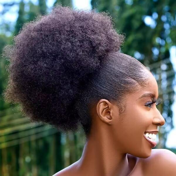 ZHENDEFA 100% Virgin Human Hair Afro Ponytail Extension, Kinky Curly Drawstring Bun, Clip In Hairpiece For Women
