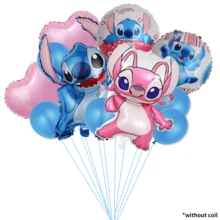 Authorized Cartoon Stitch Blue Big Ear Alien Cute Space Creature Blue & Pink Theme Birthday Party Balloon Decoration Set, Includes 32-Inch (1-9) Pink Number Foil Balloons, Foil Balloons, Large Cool Jumping Shape Foil Balloons, Suitable For Birthday Party Decoration Theme Party Supplies Decoration Balloon Set - View 12