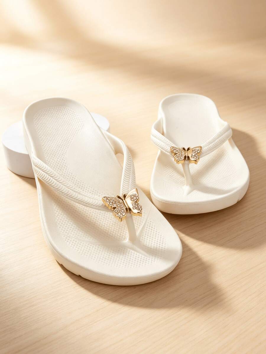 Unisex Flip Flops With Arch Support, Solid Color Beach/Home Slippers, Suitable For Spring, Summer, Autumn