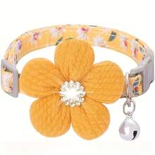 1 pieza Collar floral para mascotas con campana + decoración de flor desmontable - Collar ajustable para gatos y perros, collar suave adecuado para perros y gatos medianos y pequeños, paseos diarios / fotos de fiesta - Multicolor - Ver 8