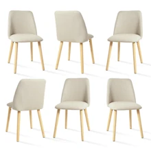 Goeurvant Silla de Comedor Ergonómica Moderna con Respaldo Curvo - Juego de 2 piezas / 4 piezas / 6 piezas - Beis - Ver 14