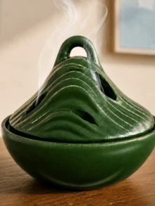 1pc Mountain Landscape Incense Burner, Deep Green Zen Decor, Nature-Inspired Aromatherapy Accent, Meditation Ornament, Sculptural Home Decor, Suitable For Living Room, Bedroom, Desk - Multicolor - View 3