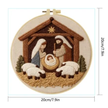 1 Set Beginner Handmade DIY Embroidery Kit, 20x20cm/7.9x7.9in, Jesus Theme, Includes Embroidery Fabric, User Manual, Embroidery Hoop, Needle And Thread, Suitable For Holiday Gifts, Home Decor, Office Handmade Art, Gift For Friends Or Family - A - View 3