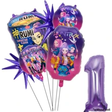 KPop Demon Hunters 1Set Autorizado de Globos de Número para Decoración de Fiesta de Cumpleaños Infantil con Diseño de Chica Cool Púrpura de Dibujos Animados, Estrella Coreana, Patrón de Fideos Instantáneos, Suministros de Decoración de Globos de Papel de Aluminio para Fiesta Temática de Pastel y Mesa de Baby Shower, Globos de Regalo y Juguete Perfectos - TZQQ - Ver 20