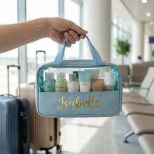 Personalized Clear Makeup Bag, Custom Name PVC Cosmetic Bag, Waterproof Travel Toiletry Bag, Beach Bag, Bridesmaid Gift, Gift For Her Custom Pool Bag - Multicolor - View 3
