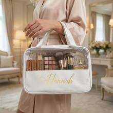 Personalized Clear Makeup Bag, Custom Name PVC Cosmetic Bag, Waterproof Travel Toiletry Bag, Beach Bag, Bridesmaid Gift, Gift For Her Custom Pool Bag - Multicolor - View 4