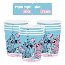 81 Stücke Stitch-Themen-Party-Set, geeignet für 10 Personen, Einweg-Geburtstags-Party-Geschirr, einschließlich Teller, Becher und Servietten. Feiertags-Dekorationszubehör, geeignet für Camping, Picknick, Garten-BBQ und Partydekoration, auch ideal als Dekoration für Halloween, Weihnachten und Partys, und ein tolles Überraschungsgeschenk für Fans. - Verschiedenfarbig - Übersicht 14