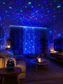 1pc [Room Decor Light] Colorful Star & Moon Projection Lamp, USB Powered, Suitable For Bedroom, Game Room, Party And Holiday Atmosphere - 彩色 - 查看 11