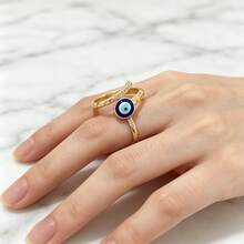 Süßer, cooler Stil verstellbarer offener Ring, vielseitiges Design für den täglichen Arbeitsweg, atmosphärisches Nischen-Geschenk, das Frieden symbolisiert - Gold - Übersicht 3