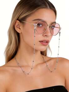 3Pcs Glasses Chain Set In Gold, Silver And Black, Decorative Eyewear Chain With Clasps And Beads, Stylish Anti-Lost Glasses Chain,Fashion Accessory - Multicolor - View 2