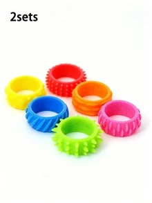 6/12pcs Silicone Fidget Rings Designed - Sensory Toys Featuring Distinct Textures, A Colorful Assortment To Promote Calmness And Concentration, Perfect For Classroom Incentives, Birthday Presents, And Travel Entertainment. Back To School. - Multicolor - View 9