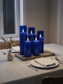2/3/5件裝裝飾燈禮品組，附遙控器與定時器，3D火焰效果，適用居家裝飾、婚禮、節日、派對裝飾，直徑2.2英吋，高度4英吋/5英吋/6英吋/7英吋（克萊因藍） - 克萊因藍 - 查看 5