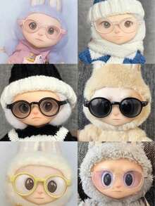 1 Pair 17cm Doll Glasses, Suitable For Use. Mini Cute, Suitable For Doll Clothing Accessories, DIY Doll Accessories Making, Suitable For Labubu Accessories, Birthday Party, Valentine's Day Gift - Multicolor - View 4