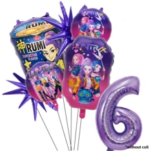 KPop Demon Hunters 1Set Autorizado de Globos de Número para Decoración de Fiesta de Cumpleaños Infantil con Diseño de Chica Cool Púrpura de Dibujos Animados, Estrella Coreana, Patrón de Fideos Instantáneos, Suministros de Decoración de Globos de Papel de Aluminio para Fiesta Temática de Pastel y Mesa de Baby Shower, Globos de Regalo y Juguete Perfectos - TZQQ - Ver 11