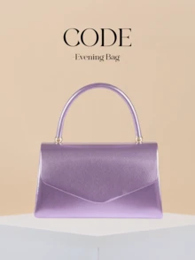 CODE 女款高端皮革翻蓋手提包 晚宴手拿包 淡紫色 - 奢華金屬漆皮正式禮服包，適用於宴會、派對、舞會、生日 - 優雅手拿包，適用於正式穿著、派對、婚禮 - 紫羅蘭色 - 查看 1