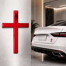 2pcs/1pc 3D Metal Christian Cross Emblem Sticker, Self-Adhesive Jesus Christ Car Badge Decal For Trunk, Tailgate, Side Fender & Rear Exterior Decor, Faith-Inspired Auto Styling Accessory - 1 chiếc (màu đỏ) - Xem 1