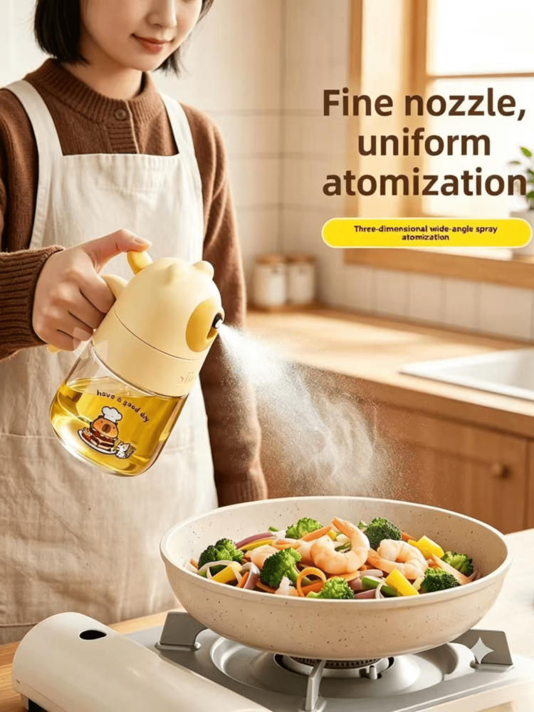 Cooking Oil Spray Bottle, Atomized Bear Shaped Oil Sprayer, Glass Kitchen Household Air Fryer Oil Bottle - View 9