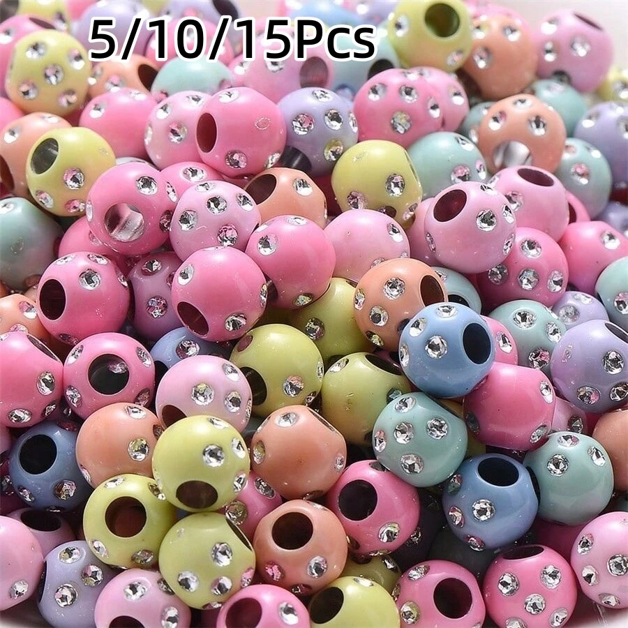 5/10/15Pcs8mmCandy Color Mixed Round Spacer Beads Shiny Imitation Crystal Acrylic Beads Jewelry Making Materials DIY Craft Beads