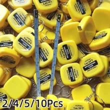 2/4/5/10Pcs Mini Retractable Tape Measure Keychain - 1m/3ft Compact Portable Design - Suitable For Daily Use, Birthday And Holiday Practical Gift - Multicolor - View 2