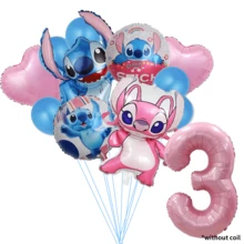 Authorized Cartoon Stitch Blue Big Ear Alien Cute Space Creature Blue & Pink Theme Birthday Party Balloon Decoration Set, Includes 32-Inch (1-9) Pink Number Foil Balloons, Foil Balloons, Large Cool Jumping Shape Foil Balloons, Suitable For Birthday Party Decoration Theme Party Supplies Decoration Balloon Set - View 15