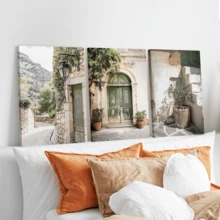 3pcs Boho Style Wall Decor Set, Green Majorca Style Door Hanging Poster, Olive Tree & Floral Plant Theme Wall Art, Minimalist Home Decor For Living Room, Bedroom, Bathroom, Kitchen, Office, Canvas Material (Frame Optional) - Multicolor - View 11