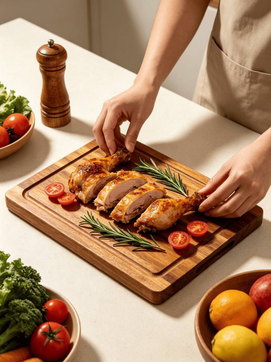 2PCS Wooden Cutting Board, Solid Wood Cutting Board, Pizza Steak Cutting Board, Cutting Board, Bread Board, Solid Wood Chopping Board, Wooden Serving Platter, Suitable For Pizza, Bread, Cheese, Fruit, Vegetables, Suitable For Home Kitchen And Restaurant. Ideal For Cutting Meat, Bread And Fruit, Holiday Gift - View 1