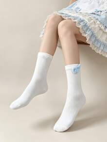 1/5 Pairs Summer Thin Minimalist 3D Wing Design Mid-Calf Socks - Multicolor - View 14