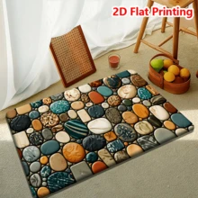 1/2/3pcs Pebble Pattern 2D Flat Print Kitchen Rug, Non-Slip Carpet Suitable For Kitchen, Bathroom, Hallway, Entryway, Dining Room And Other Home Decor Areas - Apricot - View 13