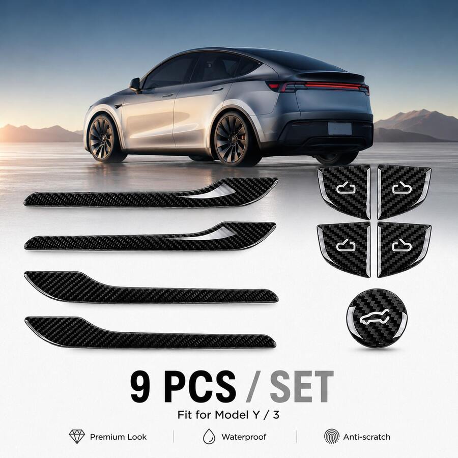 9PCS 3D Carbon Fiber Style Soft Epoxy Interior Trim Sticker Set ...
