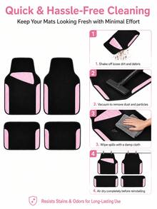 Bộ thảm lót sàn ô tô màu đen và hồng, 4 miếng thảm thảm in 2D phổ biến, thảm lót sàn ô tô chống trượt chống nước, phù hợp cho xe sedan, SUV, xe tải - Thảm trải sàn ô tô - Xem 7