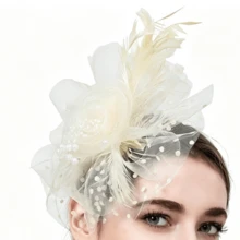 1pc Feather Decorated Headpiece, Elegant And Chic, Suitable For Tea Party, Kentucky Derby, Fascinator, Cocktail Party, Wedding, Bride, Etc., Can Be Used As Headband, Women's Headpiece, Girls' Headpiece, Birthday Gift, Mother's Day Gift, Mini Hat, Small Hat, Mini Top Hat, Mini Hat, Etc., Also Suitable For School Supplies, Gifts, Hair Accessories, Fashion, Holiday Dress-Up, Rave Party, Dinner Party, Etc. - Multicolor - View 28