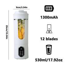 LEVIATECH 450ml 無線便攜式電動果汁機 - USB 充電式迷你攪拌機，配備 12 個刀片！適用於廚房、居家和戶外使用，適合水果、蔬菜和奶昔 - 0.5L以下 - 查看 11