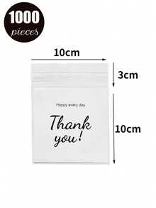 1000個/100個/1個，多種尺寸，半透明，「Happy Every Day」印花，感謝信袋，珠寶項鍊耳環小物品收納袋，自黏封口袋，防塵、耐磨、抗氧化OPP包裝袋，適用於日常、派對和居家使用 - 白色 - 查看 5