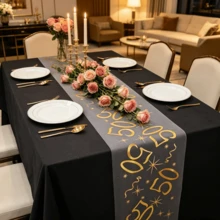 1 Roll Birthday Style Gold Number 50 Table Runner, Durable And Wear-Resistant, Warm And Elegant, Suitable For Birthday Parties, Celebrations, Holiday Commemorations, Gatherings, Anniversary Celebrations, Toasting, Protecting And Decorating Table Tops - View 8