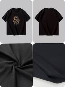 [New Products] Fashion Summer Men's Crew Neck Short Sleeve Solid Breathable Comfortable Versatile Casual Daily Printed T Shirt - Black - View 4