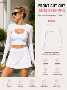 Front Slit Hollow Out Cover-Up Sleeve Guards, Lightweight Elastic Thumb Hole Layering Piece, Suitable For Tennis, Pilates And Daily Casual - Multicolor - View 8