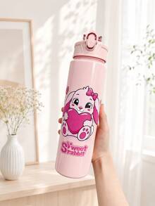 1個甜美兔子塑膠水瓶 26oz/750ml 兒童吸管防漏可愛卡通兔子水瓶，適合女孩男孩學校使用，防漏耐用，給她的生日禮物，旅行杯，咖啡杯，牛奶杯，杯子香檳杯 & 雞尾酒杯派對杯其他派對餐具飲具套裝咖啡杯平底杯水瓶 & 罐 & 盒 - 彩色 - 查看 10
