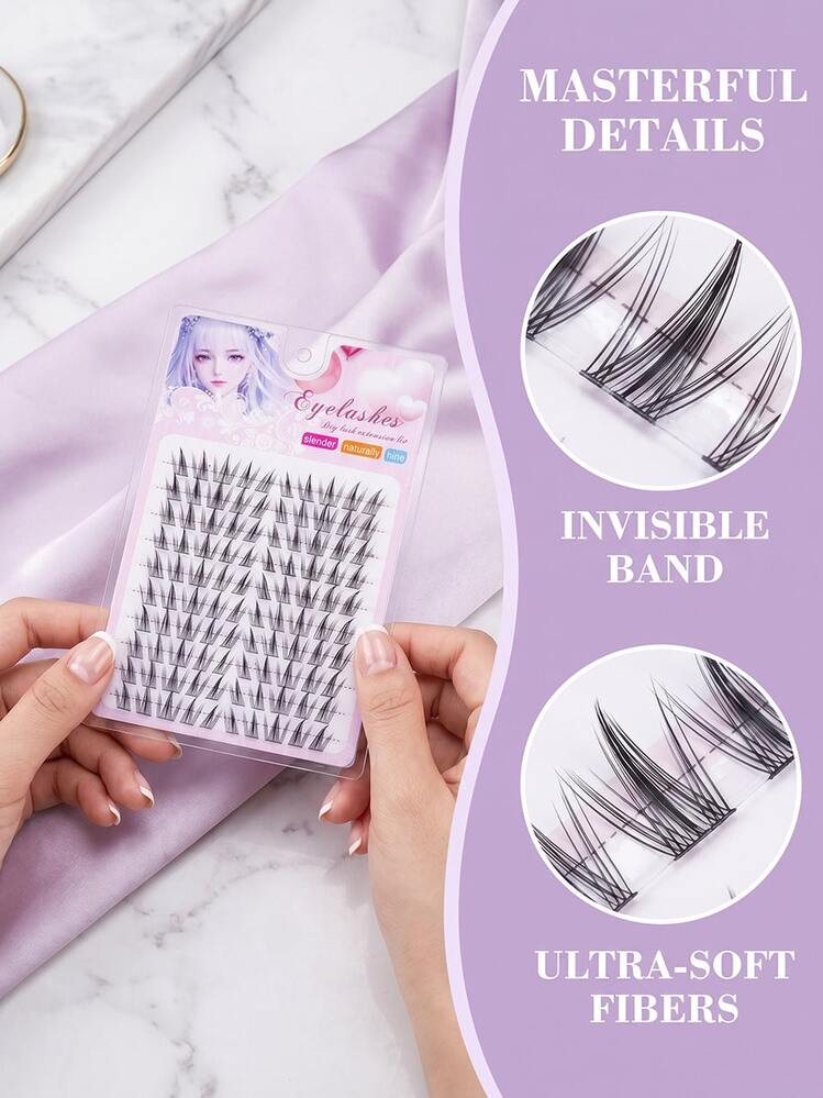 Mi nối mi cụm DIY dáng mảnh tự nhiên mềm mại, 10 hàng 100 sợi sợi tổng hợp cao cấp kiểu tiên nữ manga tơi mảnh, dải siêu mỏng phân đoạn giúp mở rộng mắt, lông mi giả trang điểm cho nữ người mới bắt đầu dùng hàng ngày và tiệc - Xem 6
