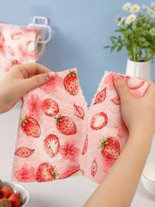 20pcs/Roll Blueberry Print Kitchen Dish Cloths, Washable Reusable Oil-Absorbent Lint-Free Quick-Dry Non-Stick, Suitable For Kitchen, Dorm, BBQ, Picnic, Camping, RV, Hiking And Road Trip, Essential For Summer Outdoor Travel - Multicolor - View 5