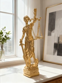 Lady Justice Statue, Single Gold-Finish Themis Figurine With Scales, Sword And Blindfold, Legal Office Desk Decor For Law Firm, Home Study, Bookshelf, Courtroom And Gift For Lawyers And Law Students - 1PC - View 11