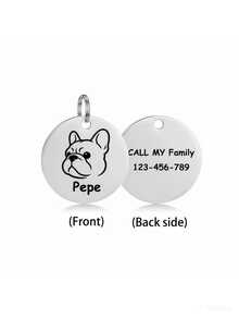 1 pieza Placa de identificación personalizada para mascotas, información personalizada de doble cara, nombre de mascota e información de identidad grabables, anti-pérdida efectiva, placa de mascota de metal de acero inoxidable duradera y sin decoloración, adecuada como regalo personalizado de cumpleaños o aniversario para mascotas - Plateado - Ver 12