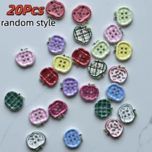 10Pcs/18Pcs/20Pcs/25Pcs/30Pcs/42Pcs/50Pcs/66Pcs Cute Apple, Heart, Circle, Plum Blossom Buttons, Colorful Plaid, Retro Korean Style Handmade Decorative Sewing Buttons, Random Colors & Styles - Multicolor - View 14