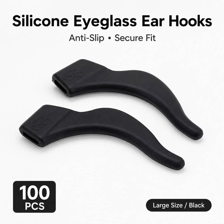 100pcs Soft Comfortable Eyeglass Ear Clips, Anti-Slip Silicone Ear Hooks And Temple Sleeve, Eyeglasses And Fashion Glasses Covers - B - View 1