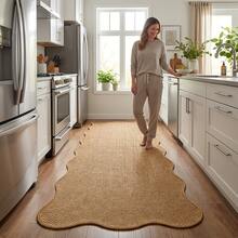 1pc Faux Sisal Wavy Edge Square Pineapple Pattern Material Hallway Runner Rug, Corridor Long Rug, Carpet, Long Rug, Small Area Rug, Mat, Home Decor, Area Rug, Living Room Area Rug, Living Room Home Decor, Room Decor, Washable Rug - Multicolor - View 3