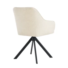 Goeurvant Modern Grid-Stitched Upholstered 360° Swivel Dining Chairs With Armrests And Removable Cushion For Dining Room, Living Room, Office - Set Of 2 / Set Of 4 / Set Of 6--Cream-Chenille - 奶油 - 查看 7