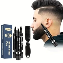 Waterproof Beard Filler Pen Set For Men - Long-Lasting Coverage, Creating Clean, Natural-Looking Beards - Includes Brush, Perfect Gift - Beard Comb + brush - View 9