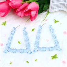 Transparent Resin Exaggerated Geometric Earrings For Women,  Statement Ear Jewelry - A6011 - 查看 8